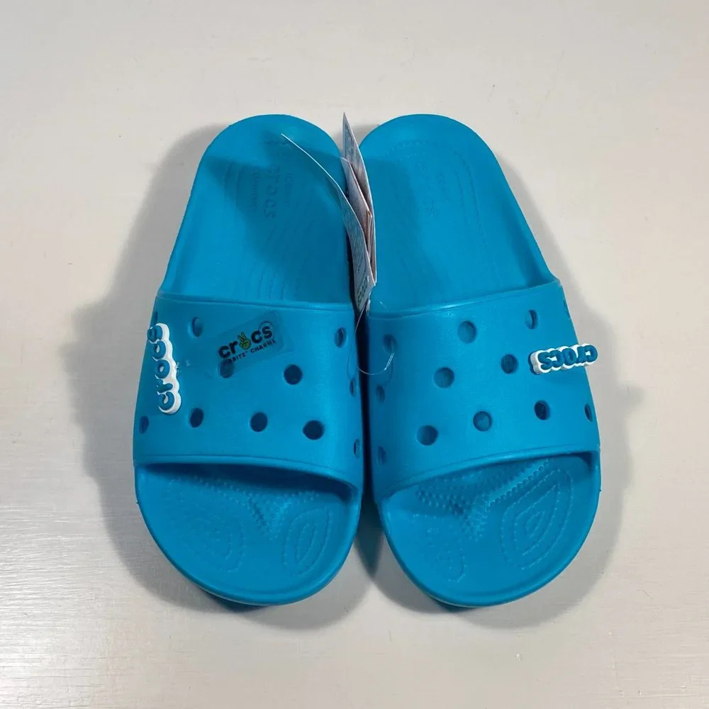 Crocs Classic Aqua Blue Slide Sandals Women Size 8 / New_4